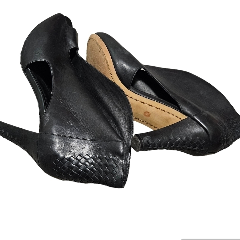 ELLIOTT LUCCA Black Alessandra Open Toe Leather Ankle Booties size 9.5 - Picture 10 of 10